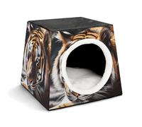 Nid de couchage pour animal de compagnie, animal sauvage imprimé tigre, niche pour chien, chat, nichoir d'hiver adapté à la plupart des chats, chiens et autres petits animaux de compagnie