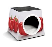 Nid de couchage pour animal de compagnie, deux poivrons rouges imprimés pour chien, chat, nichoir d'hiver adapté à la plupart des chats, chiens et autres petits animaux de compagnie