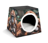 Nid de couchage pour animal de compagnie, nichoir imprimé gorilles, nichoir d'hiver adapté à la plupart des chats, chiens et autres petits animaux de compagnie
