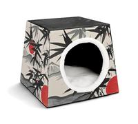 Nid de couchage pour animal de compagnie, peinture à l'encre du soleil rouge et des montagnes, nichoir pour chien et chat, nichoir d'hiver adapté à la plupart des chats, chiens et autres petits