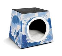 Nid de couchage pour animal domestique, bleu et blanc, style chinois imprimé fleur et oiseau, niche pour chien, chat, nichoir d'hiver adapté à la plupart des chats, chiens et autres petits animaux de