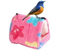 Nid de couchage pour petit animal - Petite grotte triangulaire en coton peluche de 14 cm | Lit chaud pour hamster avec isolation épaisse, crochet de suspension, perchoir pour oiseaux | Habitat