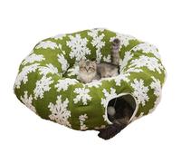 Nid de donut pour chatons - Sanctuaire pour chat, havre de sommeil rond | Fonction de support de coussin amovible, produit de lit tunnel en fourrure pliable, coin de jeu, salon, balcon, espace de