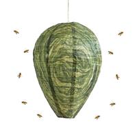 Nid de guêpe artificiel 22 cm x 28 cm, résistant aux intempéries, 100 % imperméable, résistant à l'humidité, en polyester, à suspendre, pour repousser les guêpes devant la maison et le jardin (vert)