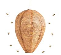 Nid de guêpes artificiel résistant aux intempéries, nid de bois à suspendre, piège à guêpes en polyester pour extérieur, appât artificiel imperméable, lanterne en tissu en forme de goutte pour maison