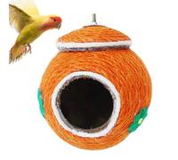 Nid de noix de coco - Grotte d'élevage de perruche tissée réutilisable tissée à la main - Lit de maison d'oiseau anti-morsure pour perroquet, perruche, hamster, souris, jouet de cage de chinchilla, ni