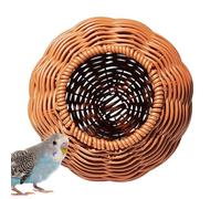 Nid de perruche - Nid d'oiseau en rotin | Maison de perroquet en rotin | Ours doré à suspendre fait à la main pour jardin, cour, maison, cage