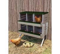 Nid de pondoir à 2 étages pour Poules - 6 Compartiments en Acier galvanisé - avec Compartiment à œufs - Nid de Poules avec Pieds - Stable et résistant à la Corrosion - 70 x 43 x 78 cm - Vert
