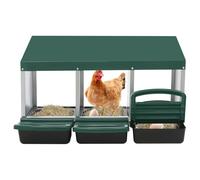 Nid de pondoir à 3 compartiments en tôle galvanisée, nid de poulet avec fonction roulable, nid, protection contre les intempéries et ventilation pour jardin/cour, montage mural ou autonome, 81 x 52 x