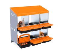 Nid de pondoir pour poules 6 compartiments - Avec bac récupérateur et grille d'aération - Nid de poules pour montage mural - Nettoyage facile pour différentes races de poules - Orange