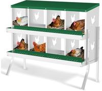 Nid de Pondoir pour Poules 8 Compartiments, avec Pieds, avec Bac de Récupération et Grille d'Aération - Pondoir Poule pour Différentes Races de Poules, Espace Ponte Spacieux, 108 x 43 x 90 cm, Vert