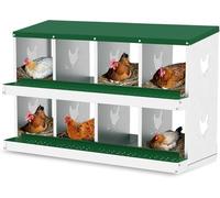 Nid de Pondoir pour Poules 8 Compartiments - Robuste - avec Bac de Récupération et Grille d'Aération - Pondoir Poule pour Différentes Races de Poules, Espace Ponte Spacieux, 108 x 43 x 68 cm, Vert