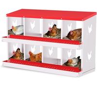 Nid de Pondoir pour Poules 8 Compartiments - Robuste - avec Bac de Récupération et Grille d'Aération - Pondoir Poule pour Différentes Races de Poules, Espace Ponte Spacieux, 108 x 43 x 68 cm, Rouge