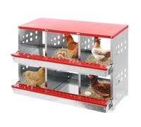 Nid de poule à double niveau, 6 compartiments, nichoir en métal avec ventilation, design à rouleau inclinable pour poulaillerie, ferme et enseignement 84 x 42 x 62 cm