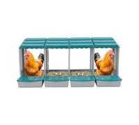 Nid de poules à 4 compartiments en plastique PP avec zone de collecte des œufs et toit incliné, boîte à poules, imperméable, nid à roulettes, autonome/mural, 121 x 52 x 47 cm (vert)