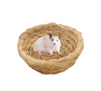 Nid d'élevage d'oiseaux - Cabane en paille tissée à la main, base plate | Nichoir naturel pour perruche, colibri, canari, perruche, accessoires de cage à oiseaux pour une reproduction et un repos sûrs