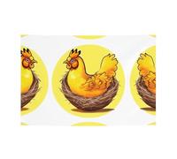 Nid d'oiseau - Bannière festive - Motif poulet doré - 119,4 x 180,3 cm - Pour Noël, soirées, réunions entre amis