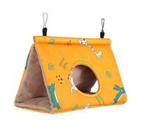 Nid d'oiseau chaud - Cage de cabane de 25 cm, protection contre le froid | Lit suspendu chaud en peluche pour perroquet avec motif de dessin animé jaune vif, lit de couchage caché pour perroquets, per