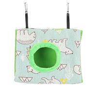 Nid d'oiseau chaud, hamac suspendu en peluche, lit de couchage en tissu flanelle doux avec deux crochets, conception triangulaire pour hamster, perroquet, oiseaux, petits animaux (Ours + fond vert)