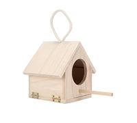 Nid D'oiseau en Bois de Sapin pour Cage, Nichoir à Oiseaux en Bois Naturel Suspendu à L'extérieur pour Petits Oiseaux, Nichoir en Bois avec Perchoir, Nichoirs à Oiseaux Durables pour la Décoration Ext
