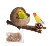 Nid D'oiseau En Coquille De Noix De Coco - Coquille De Noix De Coco | Naturelle, Nid, Branches Lambeaux | Support De Cloche De Cône De Pin De Cage À Oiseaux De Patio D' Pour Pinsons, Perruches