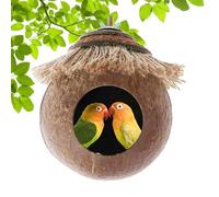 Nid D'oiseau En Coquille De Noix De Coco Naturelle - House Nidification Perroquet, Nichoir D-urable À Suspendre, Pour Animal Domestique, Perroquet, Perruche, Calopsitte, Conure, Canari, Pinson