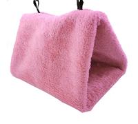 Nid d'oiseau, Hamac Suspendu en Forme de Cage Triangulaire for Animal Compagnie, lit Chaud Peluche, Pliable, Fournitures sécurité suspendues, Rose, Taille L(Pink,S)