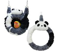 Nid d'oiseau - Jouets d'exercice pour perruches, Maison d'hiver en Forme de Panda, balançoire de la série Little Bear et nid en Coton, Ensemble Deux pièces | pour aras Conure perruches Perroquet Gris