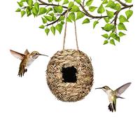 Nid d'oiseau, maison pour colibri à suspendre à l'extérieur, perchoir pour oiseaux, herbe à suspendre, pinson, chant, oiseaux, nichoirs tissés à la main, pour décoration de jardin, 11 x 13 cm