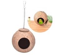 Nid d'oiseau naturel en noix de coco pour perroquet, perruche, calopsitte, canari, pinson, pigeon, hamster, rat, gerbille, souris