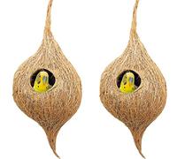 Nid d'oiseau naturel pour cages et élevage pour tous les petits et moyens oiseaux avec crochets de suspension autocollants