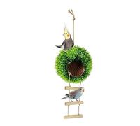 Nid D'oiseau pour Cage | Cachette Tissée Simulée en avec Échelle d'escalade, Station De Perchoir, Jouet Et Combinaison D'abri | Habitat De Reproduction Décoratif pour Perroquets, Canaris, Petits
