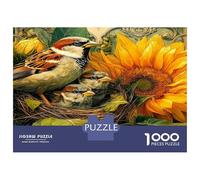 Nid d'oiseau Tournesol 1000 Pièces Puzzle Adultes Chaleur de la Nature Puzzle Carton Recyclé - Coup De Cœur des Familles, Activité De Fête, Cadeau Anniversaire Et Pause Bureau Cool 52x38cm/1000pcs