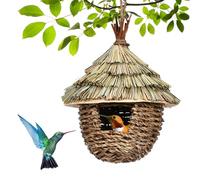 Nid d'oiseaux artificiels - nid fabriqué en Paille, Oiseau à la Main léger | Accent décornité de Balcon de Style Fermier, Charmant Accessoire Suspendu à la Cour Suspendue, abri en Paille écolo
