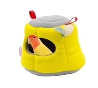 Nid d'oiseaux, confortable pour petits animaux, 16 x 15 x 11,4 cm, lit chaud en forme de souche, maison de couchage, confortable et sûr, fournitures pour furet, chinchilla, gerbille, cage, usage