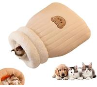Nid Doudou pour Chat Lit Hiver Chaud en Peluche Nid Douillet Fermé pour | Lapin Petit Animal Chaton Intérieur Salon Chambre Sac de Couchage Cachette Confortable(BrownA,Large (22.5*18.8 in))