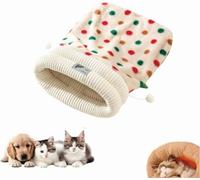 Nid Doudou pour Chat Lit Hiver Chaud en Peluche Nid Douillet Fermé pour | Lapin Petit Animal Chaton Intérieur Salon Chambre Sac de Couchage Cachette Confortable(Dot,Medium (18*15.5 in))
