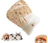Nid Doudou pour Chat Lit Hiver Chaud en Peluche Nid Douillet Fermé pour | Lapin Petit Animal Chaton Intérieur Salon Chambre Sac de Couchage Cachette Confortable(BrownC,Large (22.5*18.8 in))
