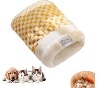 Nid Doudou pour Chat Lit Hiver Chaud en Peluche Nid Douillet Fermé pour | Lapin Petit Animal Chaton Intérieur Salon Chambre Sac de Couchage Cachette Confortable(Yellow,Large (22.5*18.8 in))