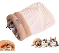 Nid Doudou pour Chat Lit Hiver Chaud en Peluche Nid Douillet Fermé pour | Lapin Petit Animal Chaton Intérieur Salon Chambre Sac de Couchage Cachette Confortable(BeigeA,Medium (18*15.5 in))