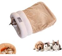 Nid Doudou pour Chat Lit Hiver Chaud en Peluche Nid Douillet Fermé pour | Lapin Petit Animal Chaton Intérieur Salon Chambre Sac de Couchage Cachette Confortable(BrownB,Large (22.5*18.8 in))