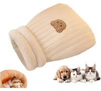 Nid Doudou pour Chat Lit Hiver Chaud en Peluche Nid Douillet Fermé pour | Lapin Petit Animal Chaton Intérieur Salon Chambre Sac de Couchage Cachette Confortable(BeigeB,Large (22.5*18.8 in))