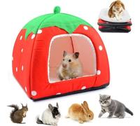 Nid Douillet Fraise - Chaude pour Hamster, Lapin, Cochon d'Inde & Hérisson | Nid Douillet En Peluche - Intérieur Chaud & Doux, Pour Hamster, Lapin, Cochon D‘inde & Hérisson. Idéal Toute L’année
