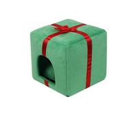 Nid-gîte de Noël pour Chat, Maison Douillette et Chaude pour Chats, Chiens et Lapins, Joli Coffret Cadeau nid pour Les fêtes, mobilier de Noël Confortable pour Chat(Green Square,S)
