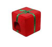 Nid-gîte de Noël pour Chat, Maison Douillette et Chaude pour Chats, Chiens et Lapins, Joli Coffret Cadeau nid pour Les fêtes, mobilier de Noël Confortable pour Chat(Red Square,L)