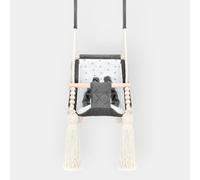 Nid Magique Balançoire Bébé Gris Foncé Velours, Hamac Intérieur 2m+, Personnalisable avec Prénom Brodé, Fabriqué en Europe, Siège Suspendu Sécurisé 25kg