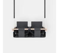 Nid Magique Balançoire Jumeaux Intérieur Extérieur - Double Siège Sécurisé avec Ceintures - Bois Naturel - 9M-4ans - Charge 30kg - Gris Foncé