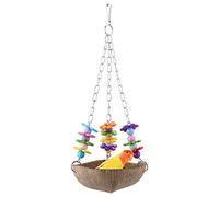 Nid Perroquet Coquille Noix Coco Naturelle, Jouet Suspendu à Mâcher pour Gris Africain Amazone Cacatoès Perruche Cockatiel, 100% Fibre Végétale, Lutte Contre Ennui et Picage, pour
