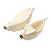 Nid pour chat en forme de banane mignon Lit animal compagnie Doux et chaud Maison-lit chiot chaton Confortable douillet Accessoires animaux l hiver Espace fermé Matériaux peluche premium chez soi