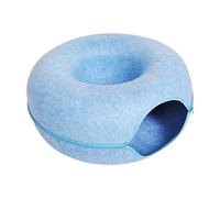 Nid pour chat respirant quatre saisons Maison de chat ronde amovible lavable Jouet d'entraînement fermé Tunnel pour chat Donut Maison pour chat Cadeaux pour animaux de compagnie pour femmes